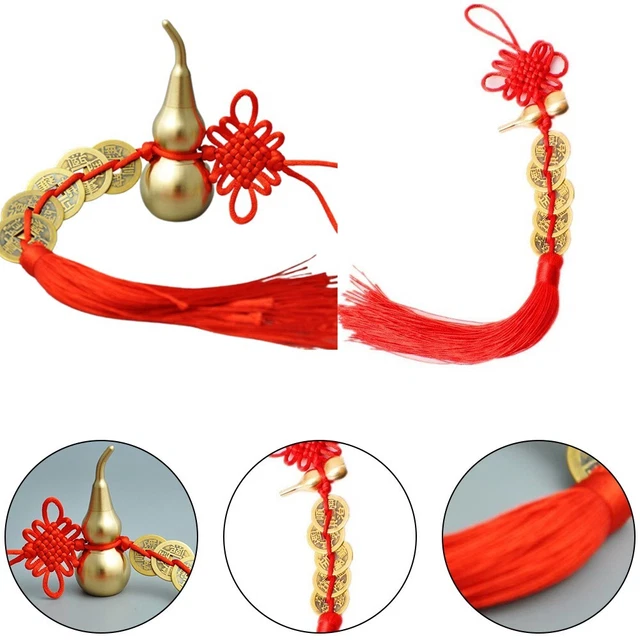 Car Hanging-Gourd Copper Coin Good Luck Feng Shui Decor Ornament Chinese Knot