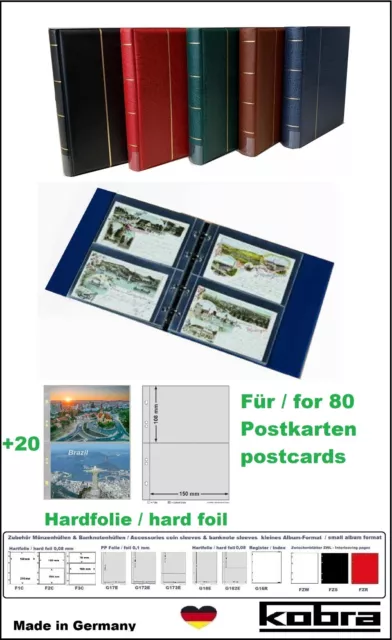 Album Carte Postale Vert Luxe KOBRA G182-G 20 Pochettes Films Rigides Pour 80