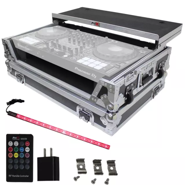 ProX XS-DDJ1000WLT Flight Case to fit Pioneer DDJ-1000 SRT with LED Strip Kit...