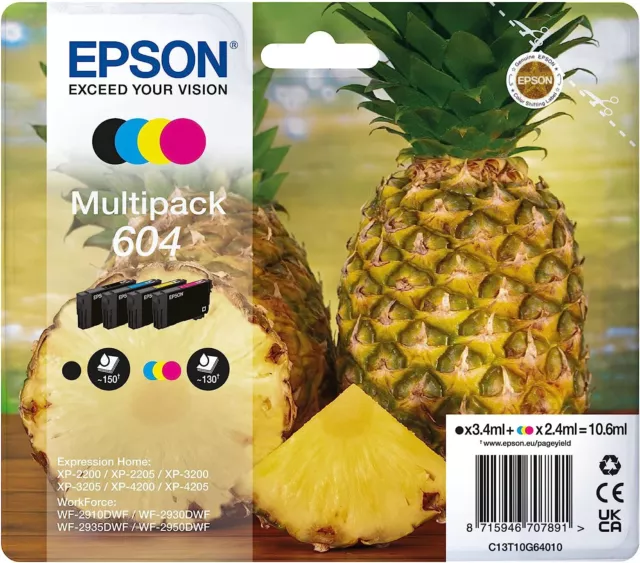 Cartuccia stampante originale Epson 604 Multipack C13T10G64020 Ananas WorkForce