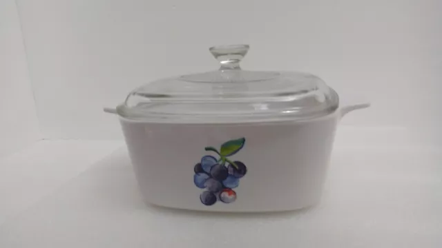 Corning Ware Fruit Basket Grapes Grape Cluster A-1.5-B Casserole Dish W/ Lid A7C