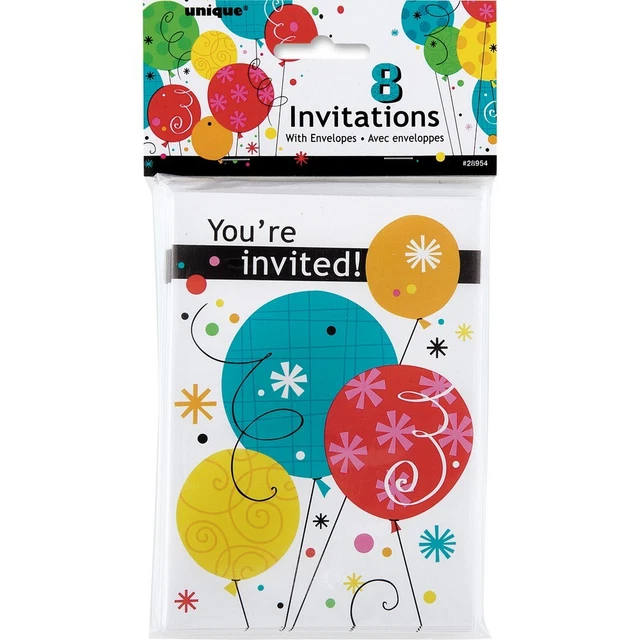 Unique Party Breezy Compleanno Inviti Misura Confezione 8 (SG24656)