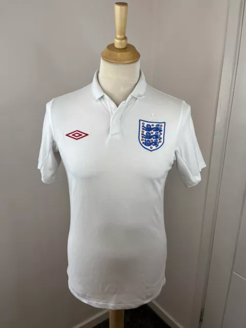Umbro Tailored England White Home Shirt 2009 09/10 36 Small S S/S Collared