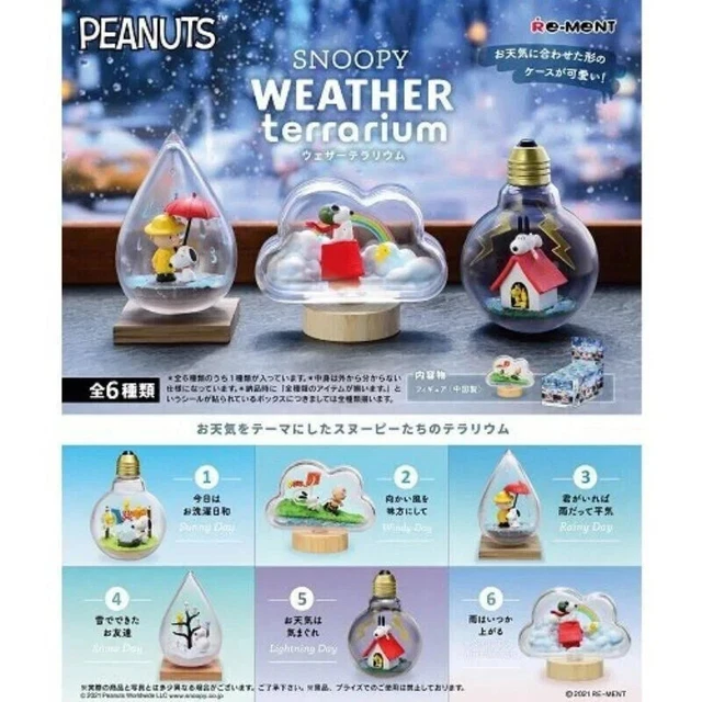 Re-Ment PEANUTS SNOOPY WEATHER terrarium Box Complete 6 Set