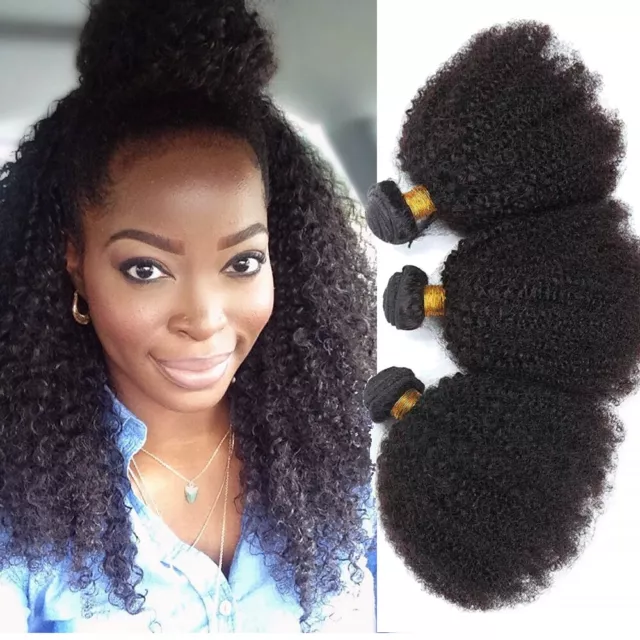 Mongolian Afro Kinky Curly Human Hair Weave 100% Virgin Hair Brazilian Hair Weft