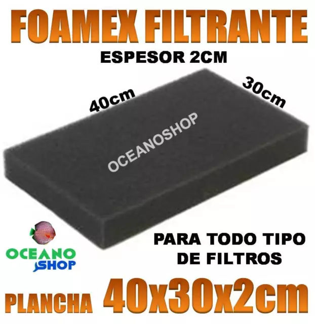 RECAMBIO 40X30X2CM ESPUMA FILTRANTE ESPESOR 2CM FOAMEX para FILTRO ACUARIO
