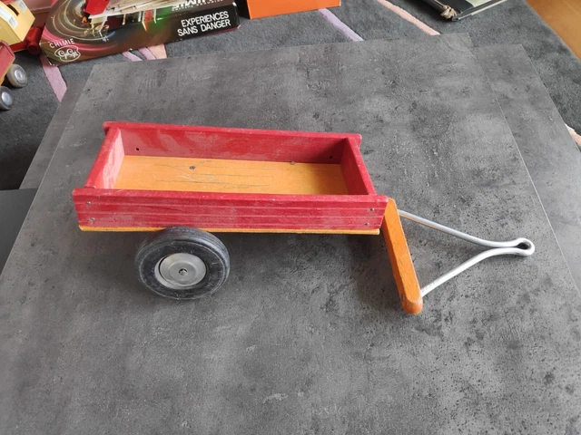 Jouet Ancien Annees 60 Dejou Remorque Tracteur Bois En L'etat 26Cm