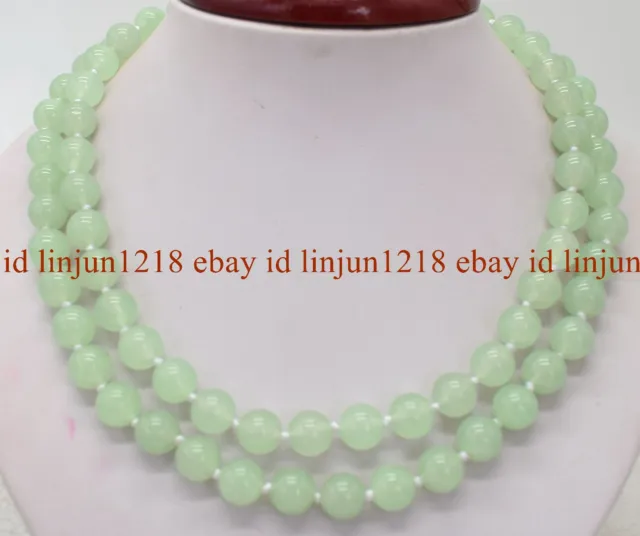 Long 18" 24" 28" 36" 6/8/10/12mm Light Green Jade Round Gems Beads Necklace AAA