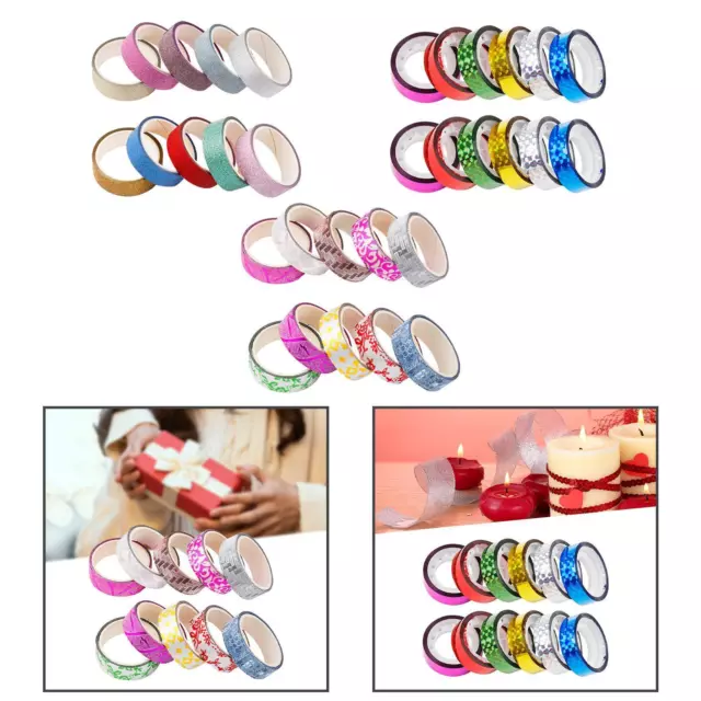 10 Pieces Valentine's Day Tapes Glitter Washi Tape Set 6.6ft Masking Tape