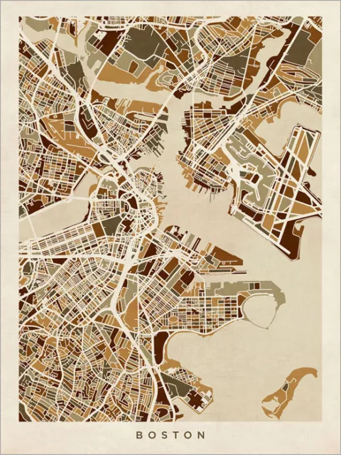 Boston Massachusetts City Map Poster Art Print (1536)