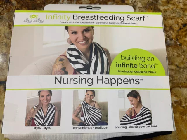 Itzy Ritzy Infinity Breastfeeding Scarf - Black & White Stripe  **Read Details