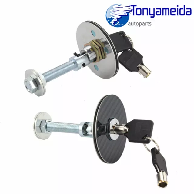 UNIVERSAL Carbon Fiber RACING Mount Bonnet Hood Latch Pin Key Locking Kit