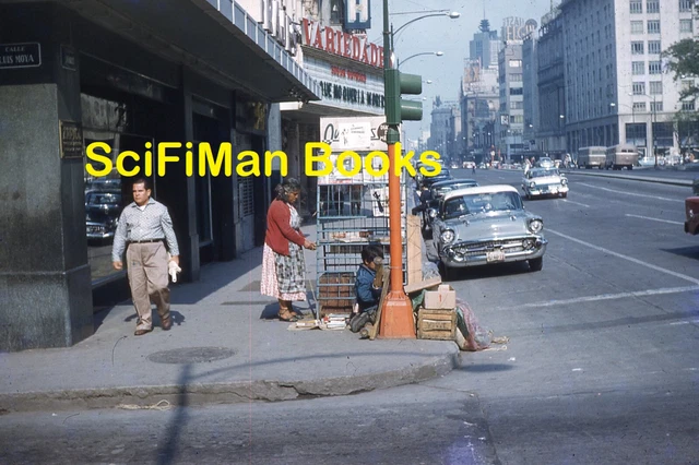 KODACHROME Slide Mexico City Old Cars Buses Movie Theater Sign People 1950s?