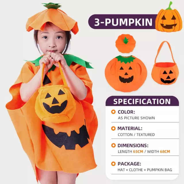 Costume Da Zucca Di Halloween per Bambini Adulti, Costume Di Halloween Zucca Con 3