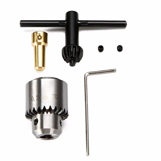1 Set Mini Drill Chuck Micro 0.3-4mm Taper Mounted Drill Chuck and Wrench AO
