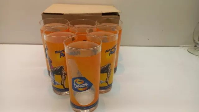 ORANGINA soda limonade 6 verres carton d'origine bistrot vintage