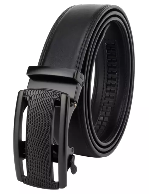 Cintura Cinta per Uomo in Pelle Nera Elegante Automatica Regolabile L 110 cm E5