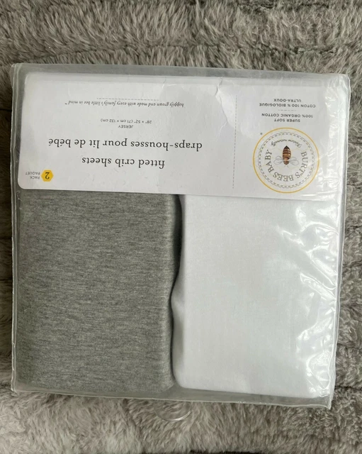 Burt's Bees Baby Organic Cotton Crib Sheet in Grey & White 2-Pack