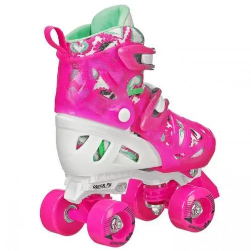 Roller Derby Trac Star Kids/Girls Adjustable Roller Skates  US J12-2 - Pink/Mint 3
