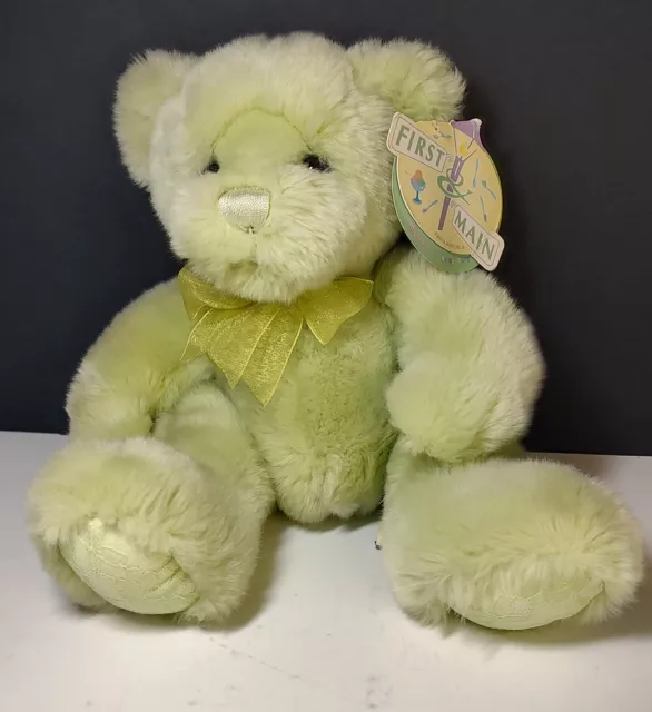 First and Main Mint Green Sherbet Baby Teddy Bear Plush Lace Hands Feet New Tags