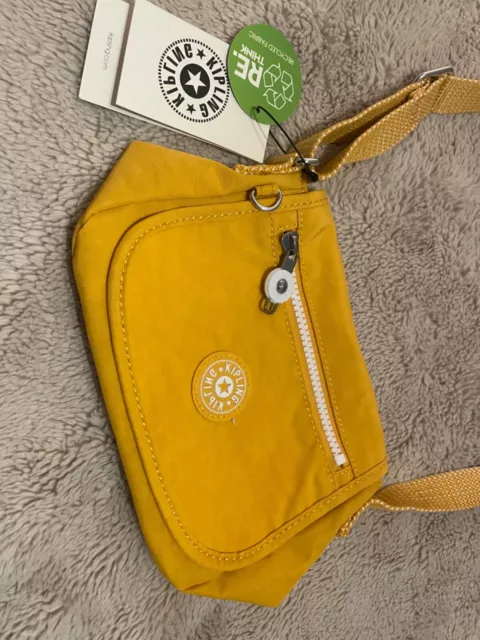 Kipling Women's Small Crossbody Handbag with Adjustable Strap Yellow Nylon Purse