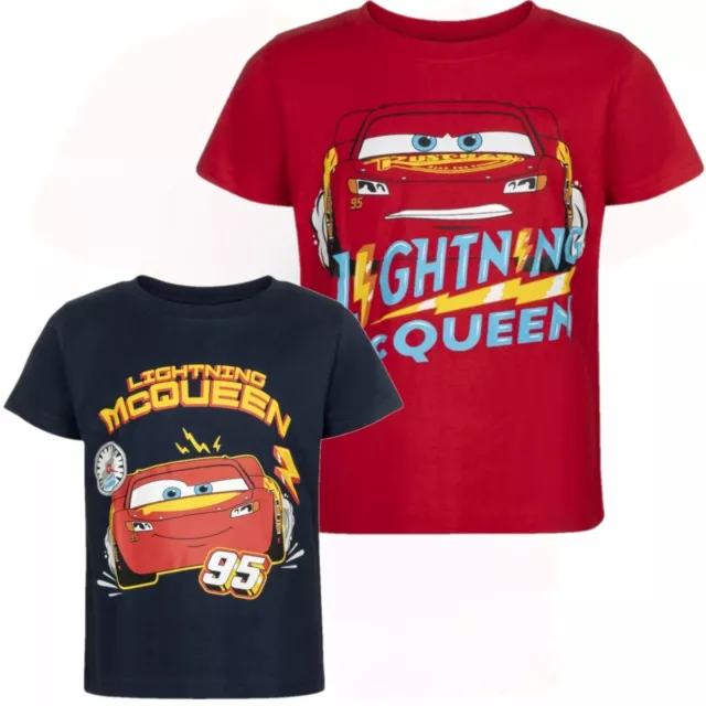 Boys Kids Disney Cars Lightning McQueen Short Sleeve T Shirt Top age 3 - 8 years