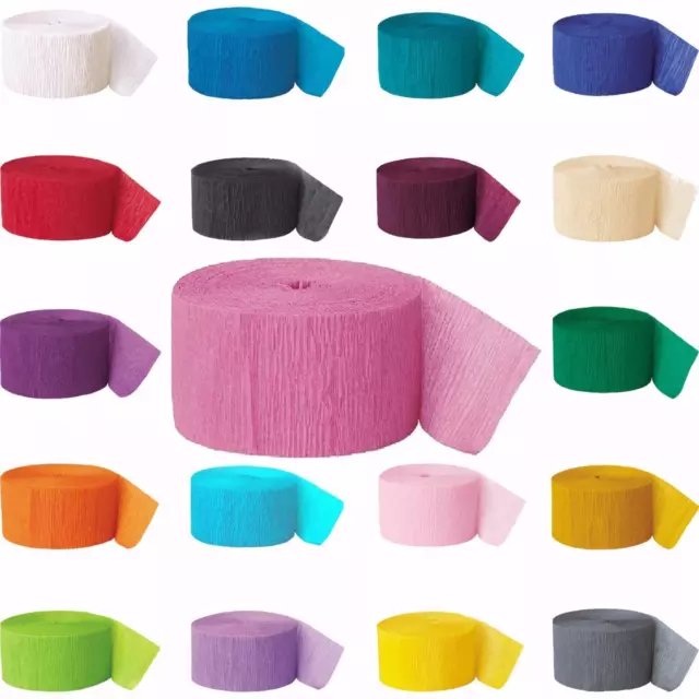 3 x Crepe Paper Rolls 81ft - Streamer Decoration Bunting 24 metres -19 Colours