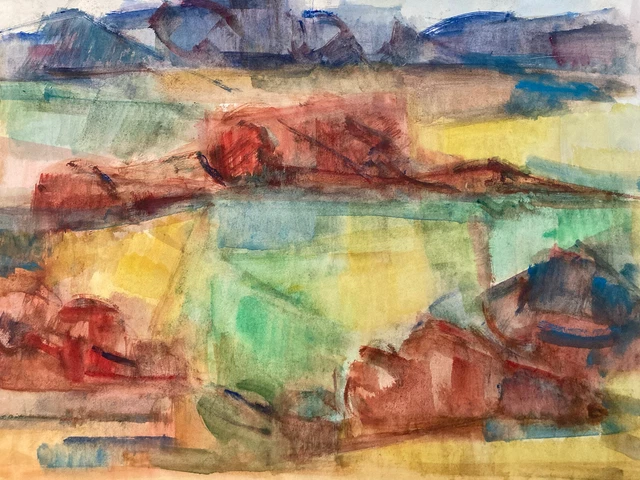 Aquarelle Originale 1924 Bretagne Douarnenez Treboul Bateau Marine Ancienne