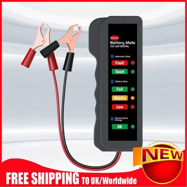 Tester batteria auto 12 V 6 LED display monitor batteria auto per veicolo automobilistico