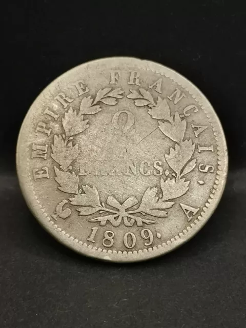 2 Francs Argent 1809 A Paris Napoleon Tete Lauree Empire 468863 Ex. France