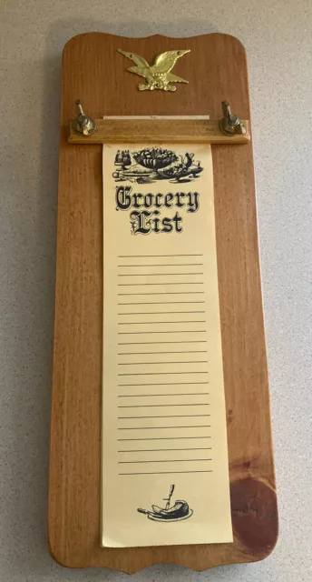 Vintage Grocery List Wall Hanging Brass Eagle. Solid Wood.