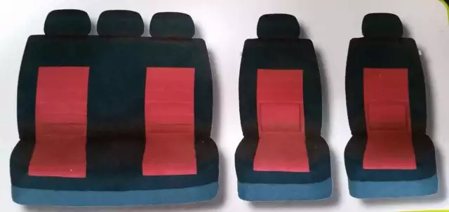 Fleet 9Pce Front/Rear Black/RED Seat Covers KIA Rio 2