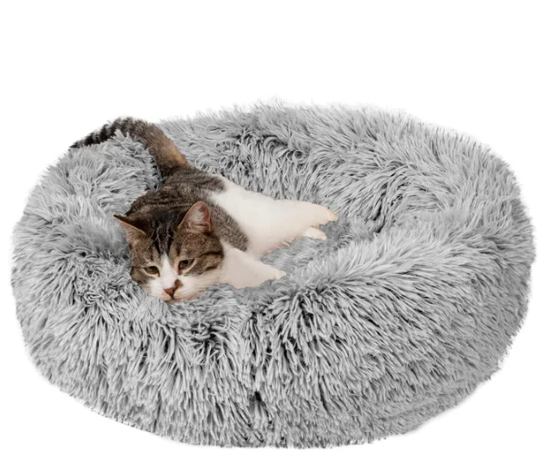 Calming Cuddler Long Fur Donut Bed
