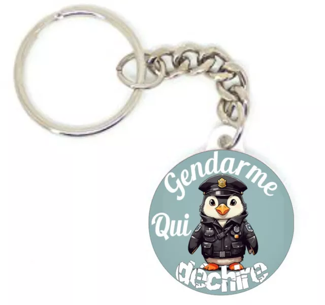 Porte clé badge Gendarme qui déchire CADEAU HUMOUR humoristique personnalisé