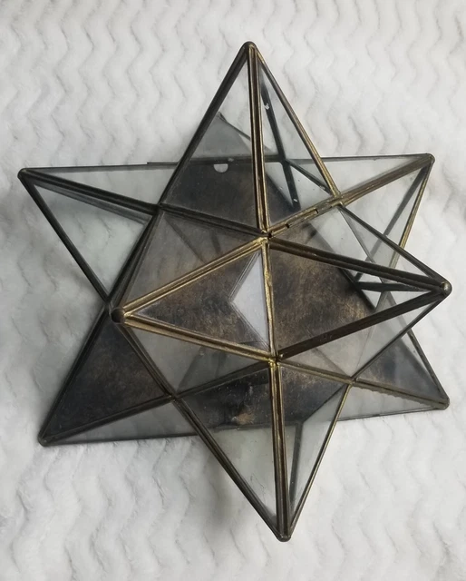 Moroccan Moravian Star Wall Hanging Tea Light/ Votive Copper Metal, Glass VTG Moroccan Moravian Star Wall Hanging Tea Light/ Votive Copper Metal, Glass VTG