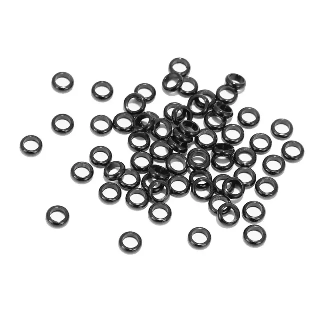 100 piezas Espaciador de cuentas de orificio grande negro acero inoxidable hallazgos de joyería 6 mm/8 mm