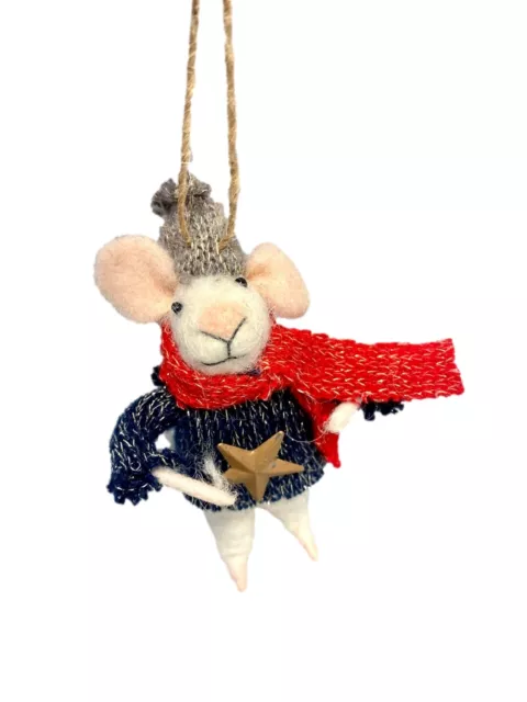 Originals Felt Mouse With Star Christmas Tree Decoration - Xmas Novelty Mouse