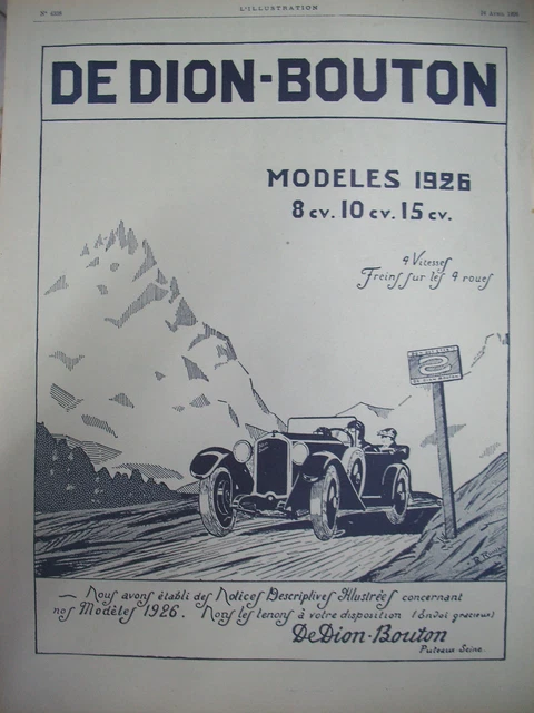 De-Dion-Button Press Advertisement Model 1926 Illustration Ruwl French Ad 1925