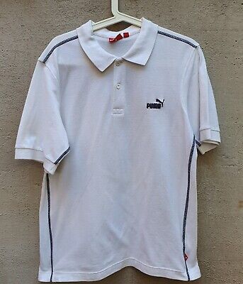Maglietta Polo - t shirt vintage Puma anni.90 bianco e blu tennis sport (48/50)