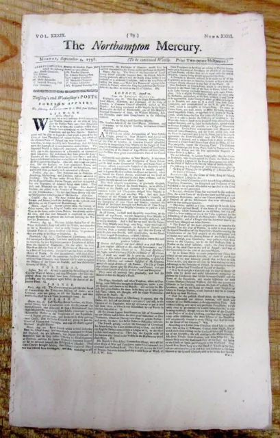 1758 French & Indian War newspaper BRITISH SIEGE of LOUISBURG Cape Breton CANADA
