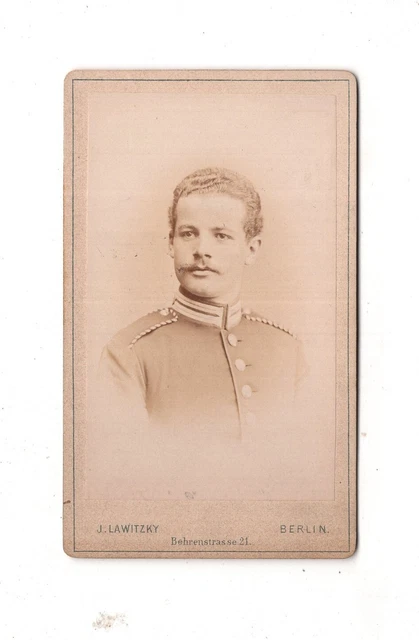 CDV Foto Soldat mit Widmung - Berlin 1887