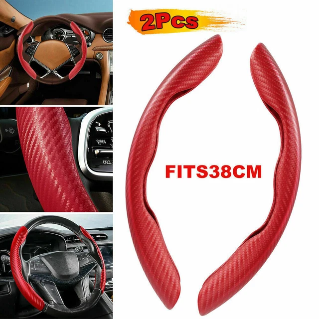 2x Universal Red Carbon Fiber Car Steering Wheel Cover Booster NonSlip Accessory