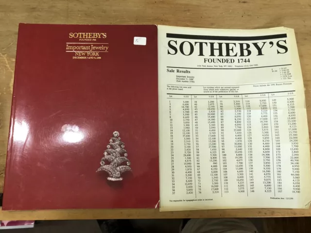 Sothebys Auction Catalog Important Jewelry New York 1988