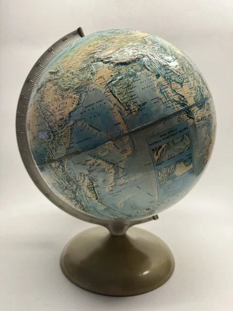 VINTAGE RAND MCNALLY World Portrait Globe Soviet Union Metal Base $99.