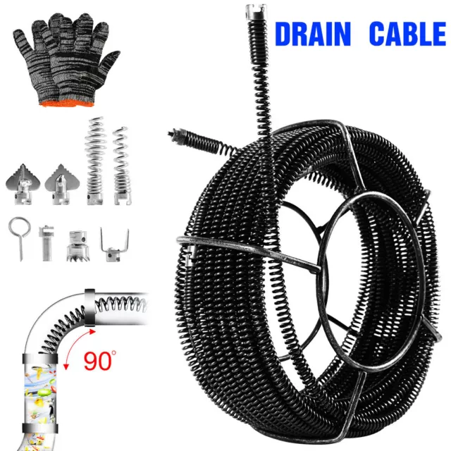 Drain Cable Sewer Cable 45/60/100Ft 5/8 Drain Cleaning Cable Auger Snake  Pipe