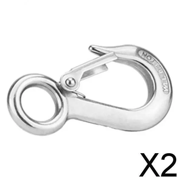 2x Forged Steel Clevis Grab Eye Hook with Latch for Lifting UTV/ATV Winch Cable