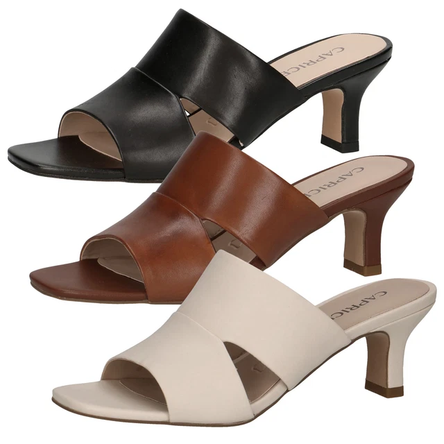 CAPRICE DONNA ELEGANTE Ciabatte Pelle Geschwungenem Tacco Ritagli