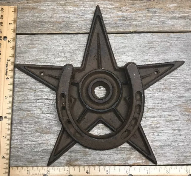 Large Heavy 9” Door Knocker Towel Ring Star Western Horseshoe Cast Iron Handle