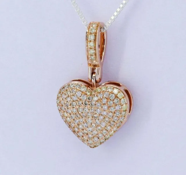 2.50Ct Round Natural Moissanite Heart Pendant 14K Gold Plated Silver Free Chain