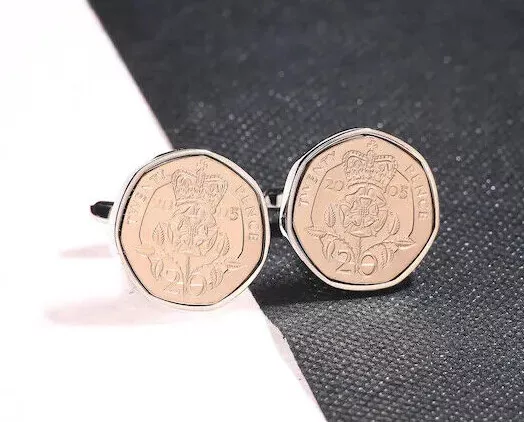 Twenty Pence 20p Coin Cufflinks  - Choose the Year- Birthday Gift